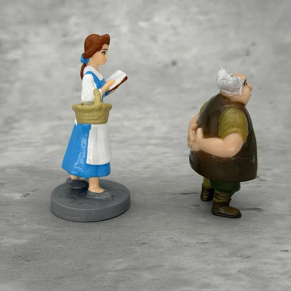 BELLE & MAURICE Figure Set BEAUTY AND THE BEAST Disney Princess PVC TOY Playset!